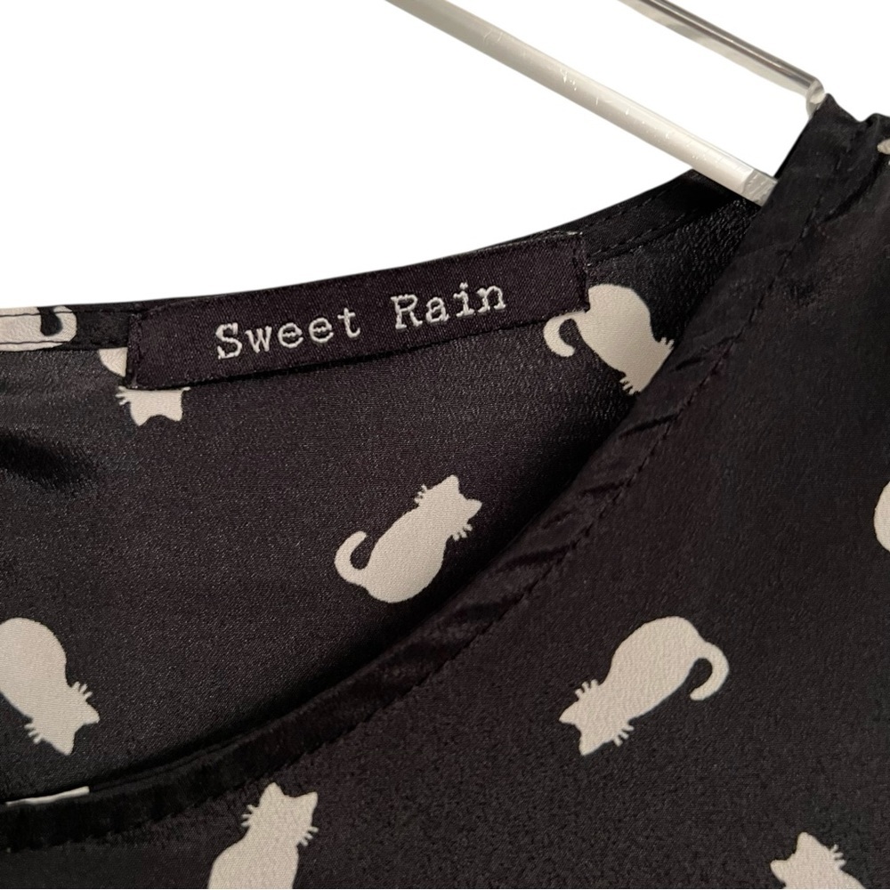 Sweet Rain Cat Print Black and White Drop Waist Mini Dress Size Extra Large - Picture 5 of 8